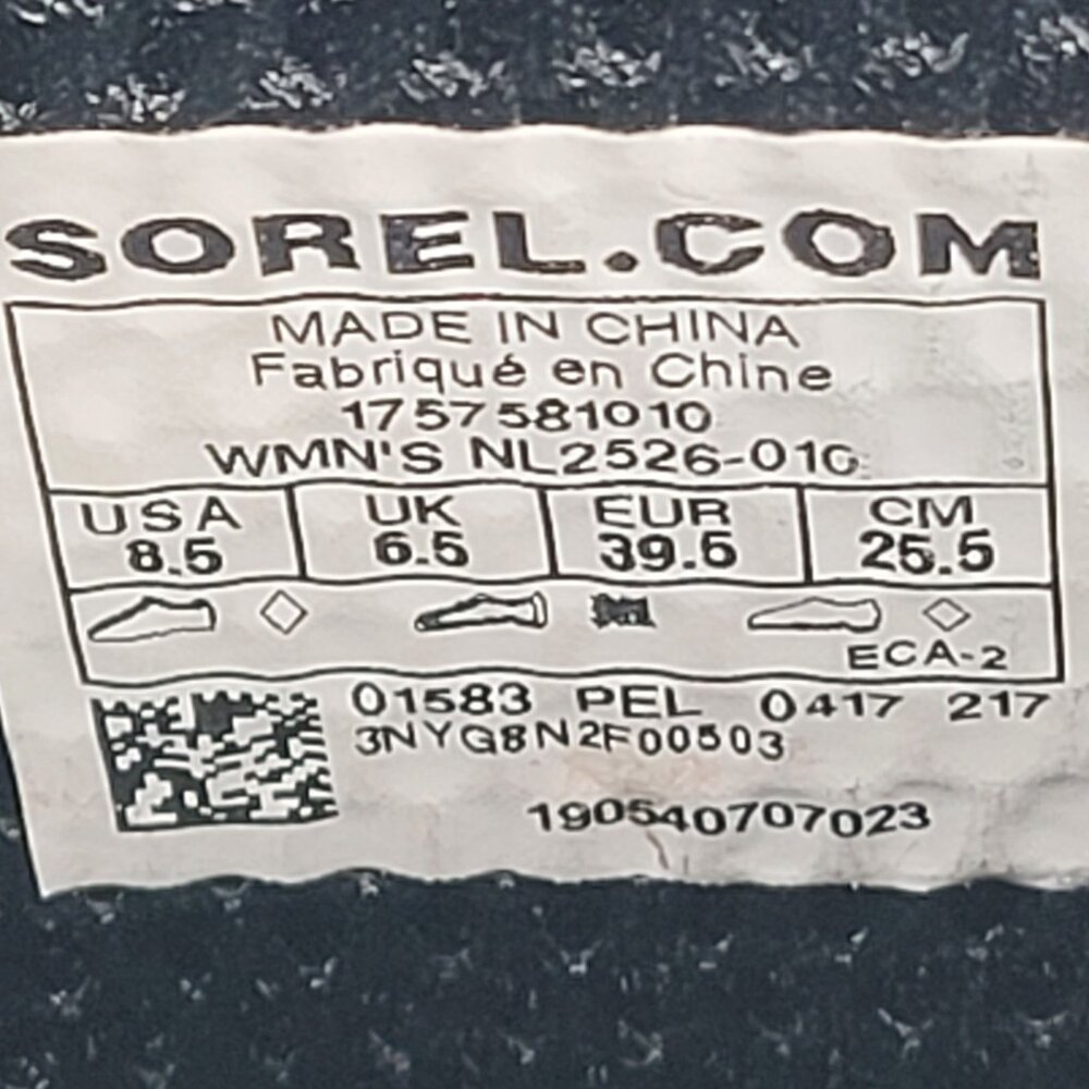 Sorel Women's Black Rubber Wedge Heel Rain Boots NL2526-010 US Size 8.5 - Picture 10 of 10